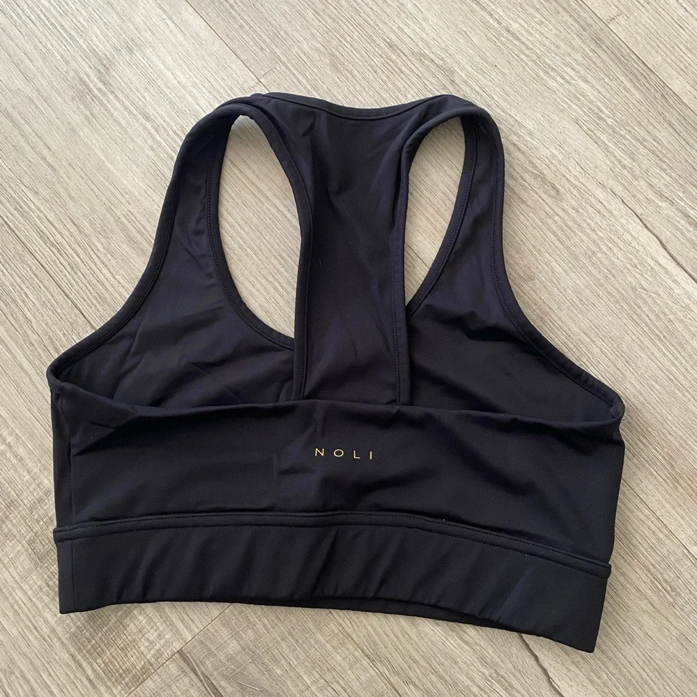 Noli Core Bra BLACK Yoga Performance Athletic T-Back Athleisure - Size Medium - Picture 3 of 6